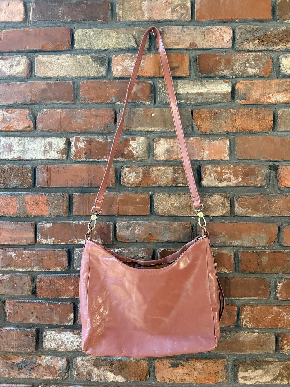 HOBO International Dusty Rose Pink Leather Hobo Shoulder Bag Y2K